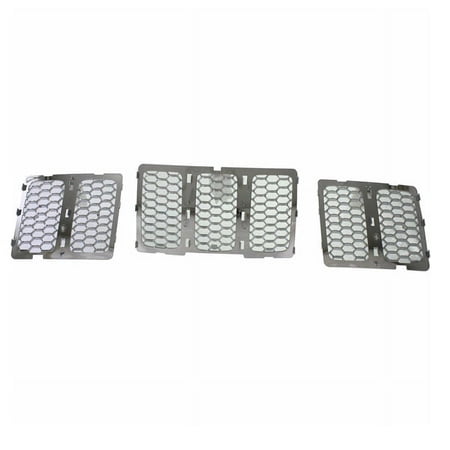 For 14 15 16 Grand Cherokee 3-Piece Set Front Chrome Grille Assembly Honeycomb