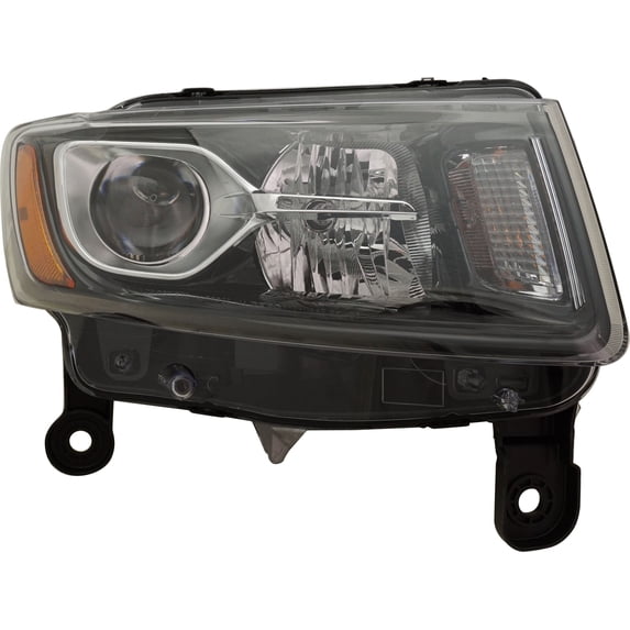 For 14-16 Grand Cherokee Halogen Headlight Headlamp Black Trim w/Bulb Right Side
