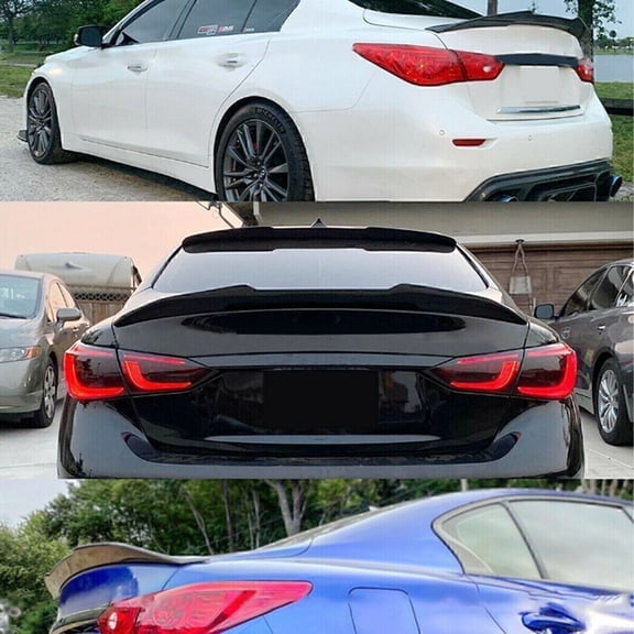 For 14-17 Infiniti Q50 High Kick Duckbill Trunk Spoiler&Rear Diffuser Bumper Cfn
