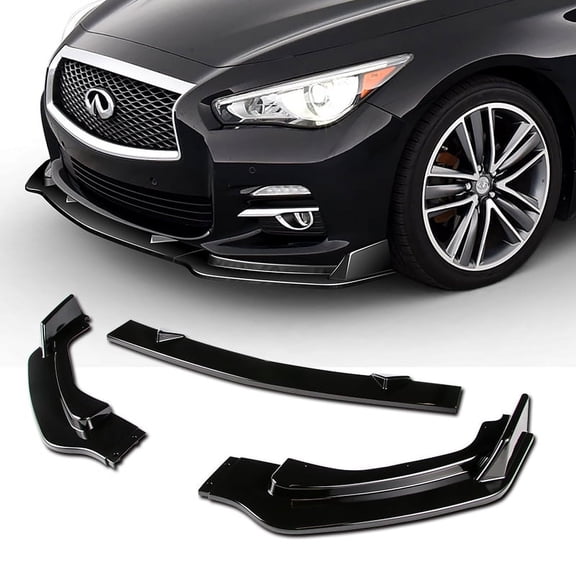For 14-17 Infiniti Q50 Premium Painted Black Front Bumper Splitter Spoiler Lip