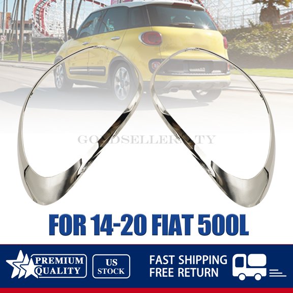 For 14-20 Fiat 500L Rear Left + Right Side Taillight Lamp Trim Ring Chrome US