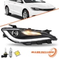 thumbnail image 1 of For 15-17 Chrysler 200 Halogen Headlight w/ LED DRL Passsenger Side Black Trim, 1 of 7
