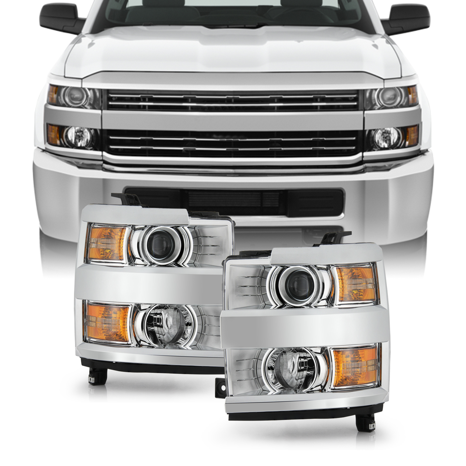ANZO USA 111086 0713 SILVERADO HEADLIGHTS PROJECTOR WITH HALO/CHROME