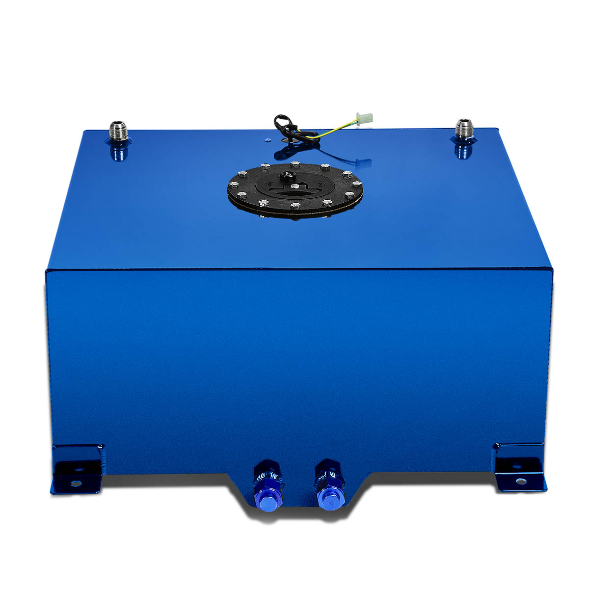 For 15.5-Gallon Aluminum Street/Drift/Strip/Racing Fuel Cell Blue Gas Tank with Level Sender and Black Cap