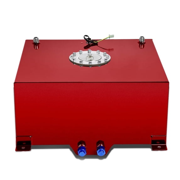 For 15.5-Gallon Aluminum Street/Drift/Strip/Racing Fuel Cell Red Gas Tank with Level Sender and Silver Cap