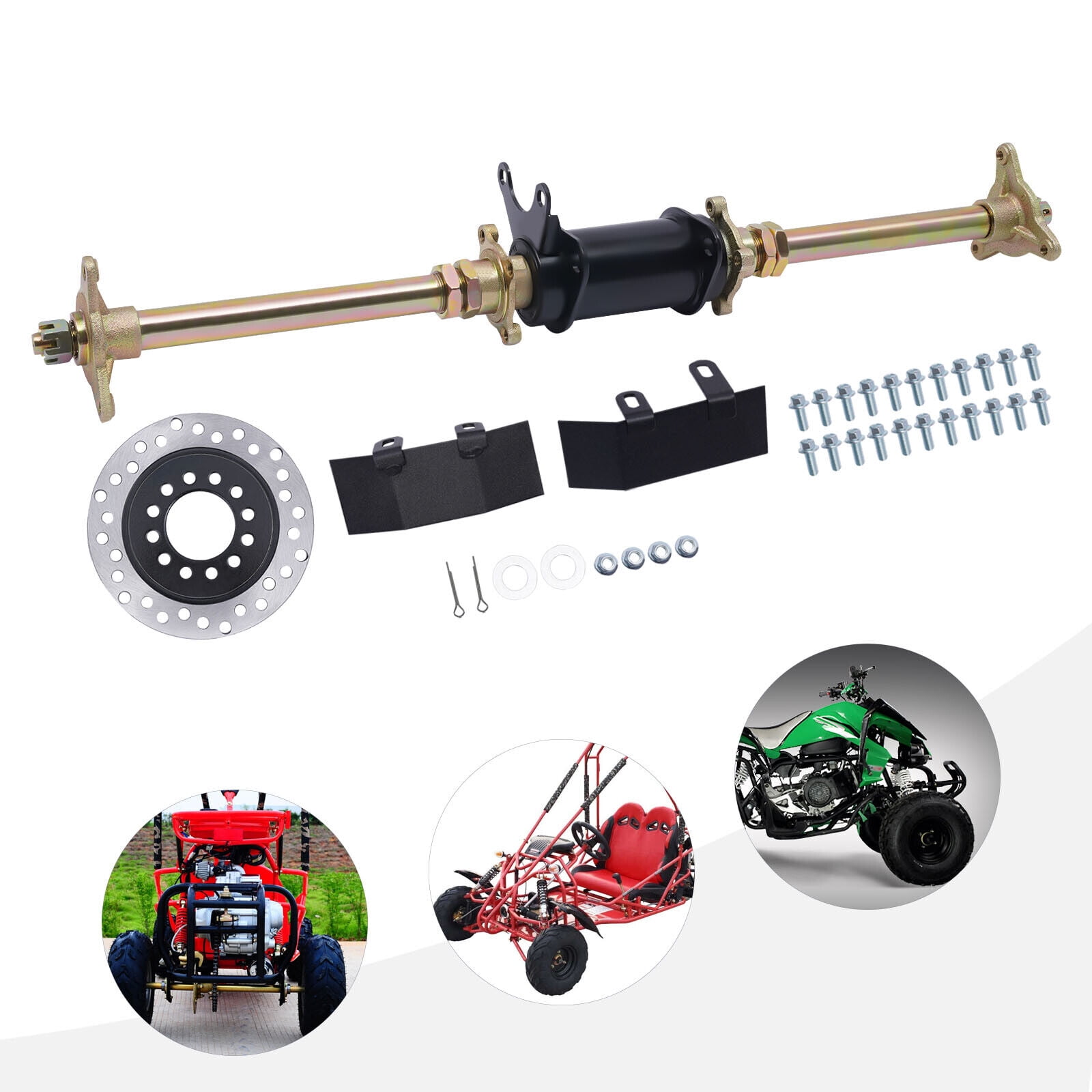 For 150cc 110 ATV Go Kart Quad Buggy Kit 3 Hole Wheel Hub Rear Axle ...