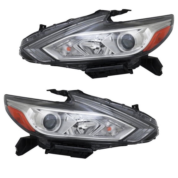 For 16-18 Altima Front Halogen Headlight Headlamp Chrome Bezel w/Bulb SET PAIR