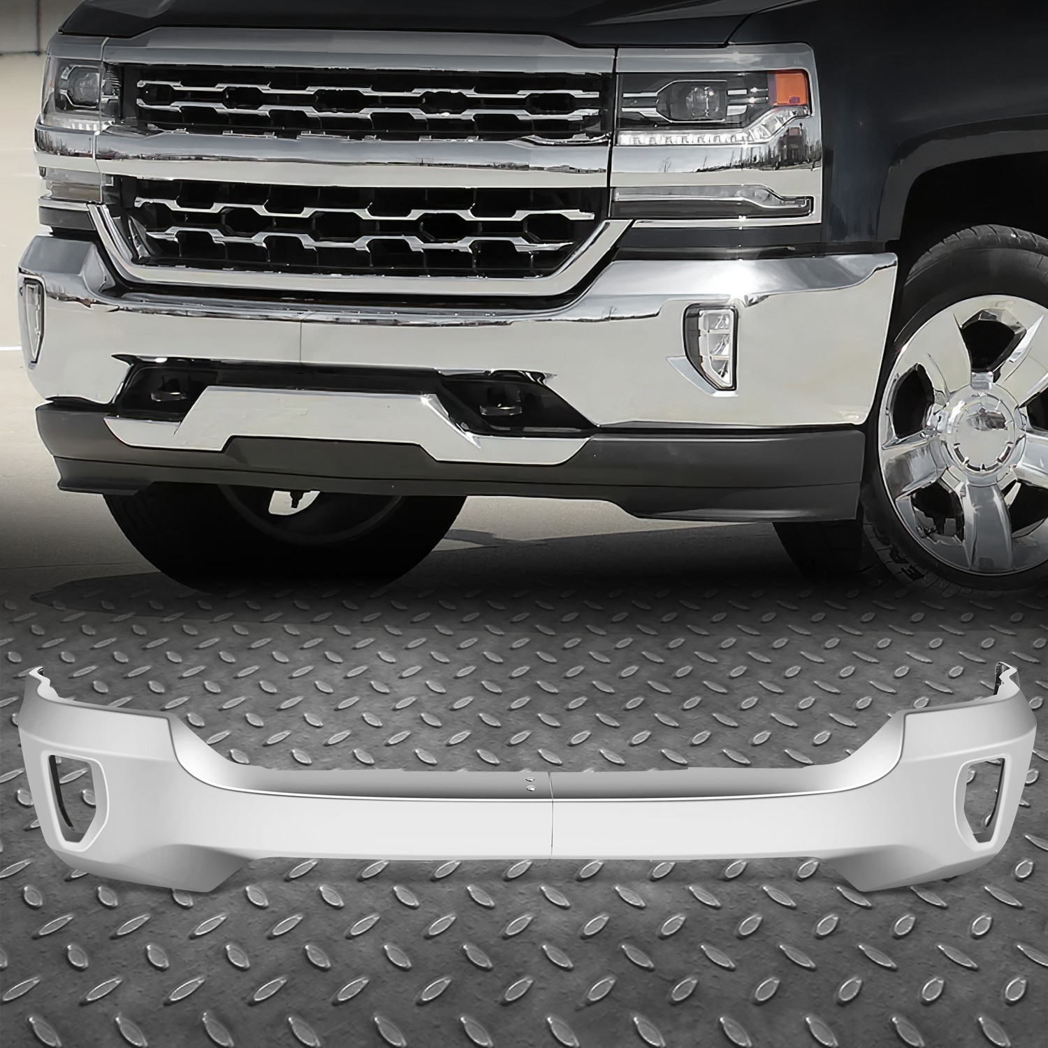 For 16-19 Chevy Silverado 1500/LD Chrome Front Bumper Face Bar w/ Fog