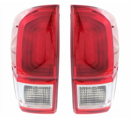 For 16-20 Tacoma Pickup Truck Taillight Taillamp Rear Light w/Red Bezel Set Pair