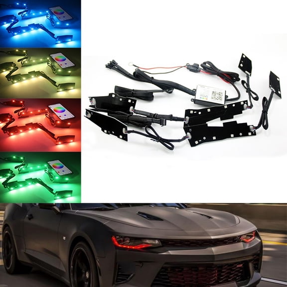 For 16-2018 Chevy Camaro Bluetooth APP RGBW Multi-Color LED DRL Board Headlight