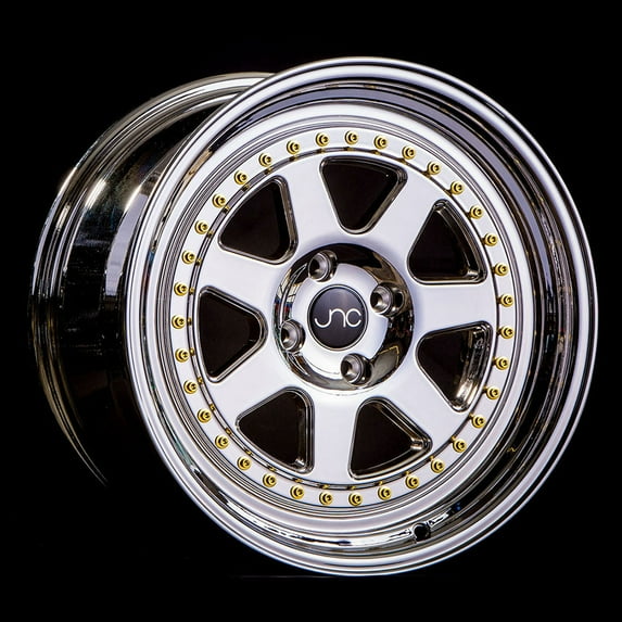 For 16x8 inch (1 Single Wheel Only) JNC Wheels - 16" JNC048 PLATINUM with Gold Rivet Rim - 4x100 JNC Wheels-21380170950