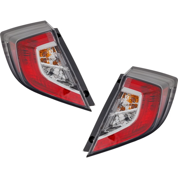 For 17-21 Civic Hatchback Outer Taillight Taillamp Brake Light w/Bulb SET PAIR