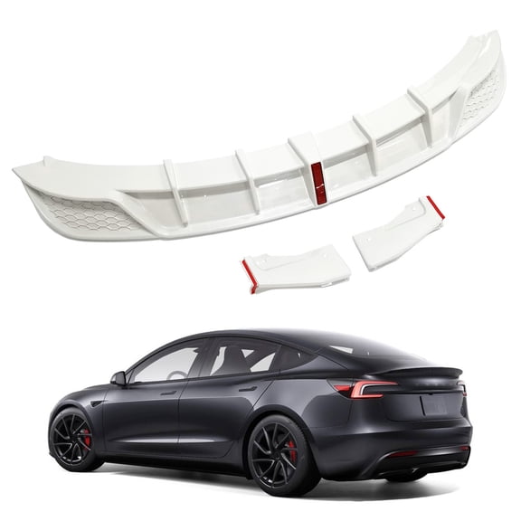 For 17-22 Tesla Model 3 Rear Bumper Lip Splitters Lower Spoiler (Glossy White)