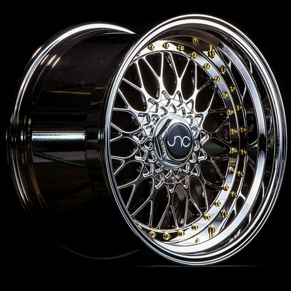 JNC Wheels JNC004 Cast Aluminum Alloy 17" Rim 4x100/4x114.3 8.5 inch 4, Platinum Gold Rivets
