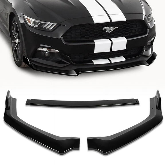 For 18-20 Ford Mustang Painted Black GT-Style Front Bumper Splitter Spoiler Lip