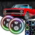 thumbnail image 1 of For 1967-1981 Chevy Camaro - 7" Inch RGB LED Headlights Halo Angel Eyes DRL 2Pcs, 1 of 14