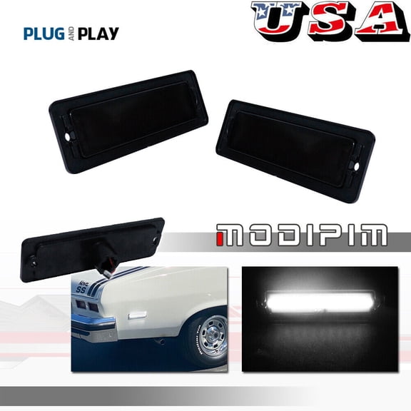 For 1970 - 1974 for Chevrolet Nova Smoked Lens Front/Rear Bumper Side Marker Lights 2 pcs -