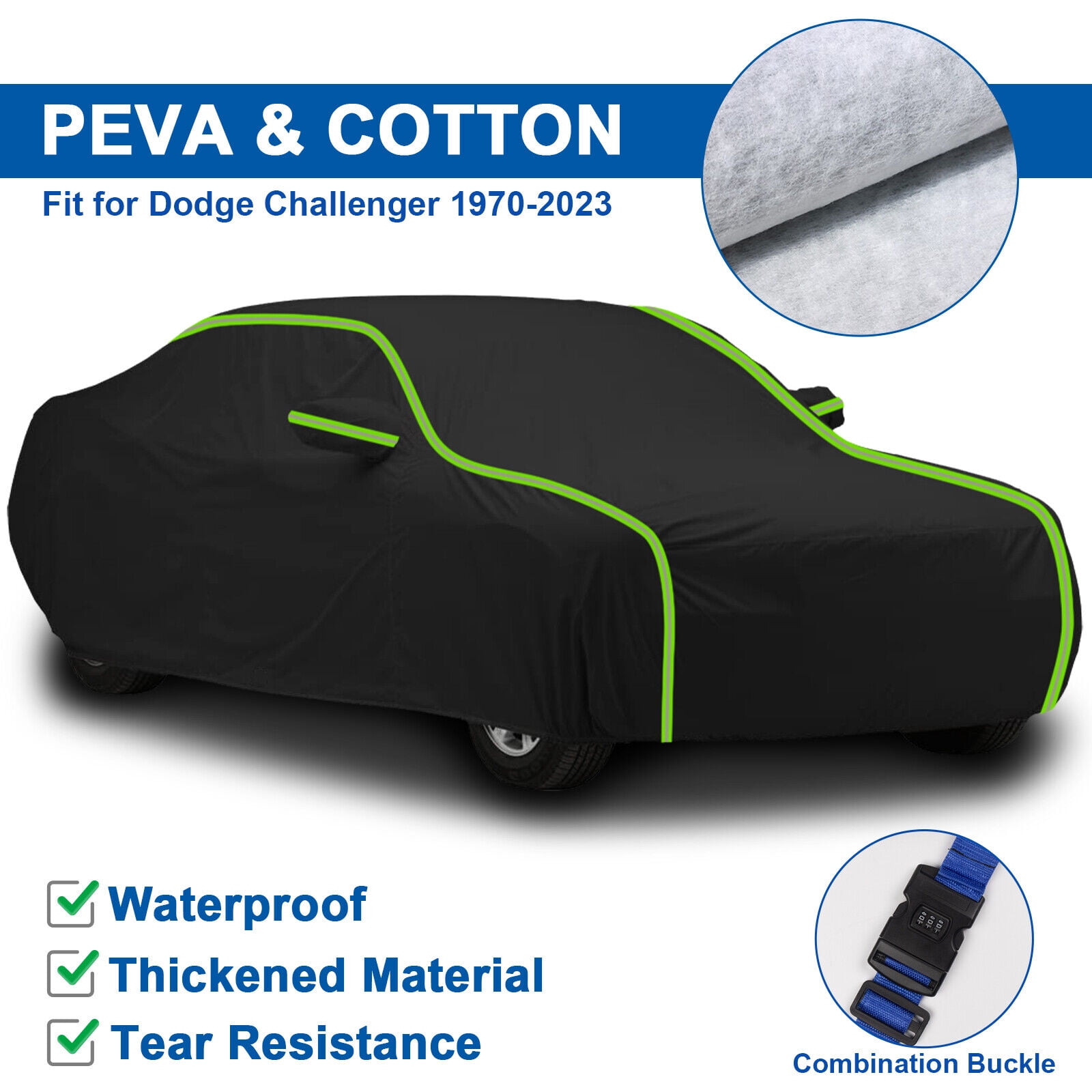 For 19702023 Dodge Challenger Car Cover, Waterproof Thickened PEVA
