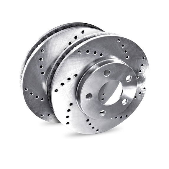 For 1971-1989 Peugeot 504, 604, 505 R1 Concepts Rear Silver Zinc Cross Drilled Brake Rotors