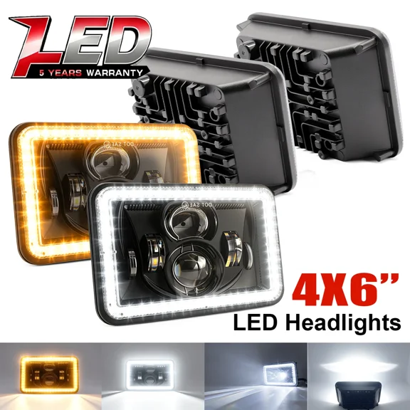 For 1975-1985 Buick Riviera 4x6 Inch LED Headlight with DRL Turn Signal 4 Pack