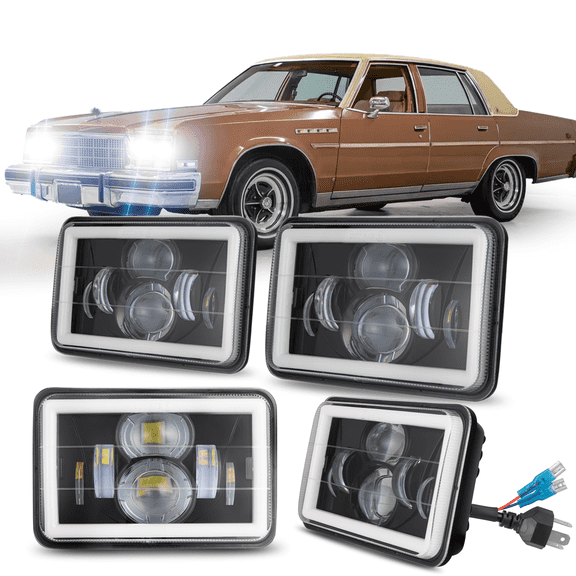 For 1976-1986 Buick Electra 4pcs 4X6 "inch LED Headlights Hi/Low Beam DRL H4651/H4656