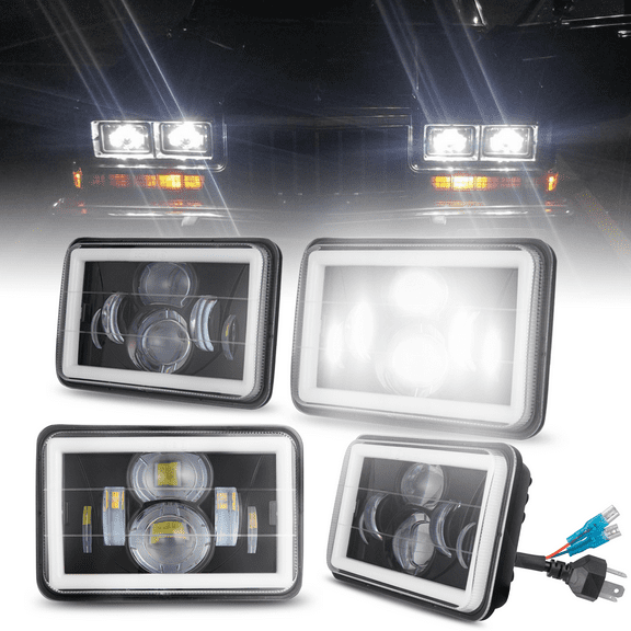 For 1976-1987 Pontiac Grand Prix 4PCS 4x6'' LED Headlights High-Low Beam DRL DOT