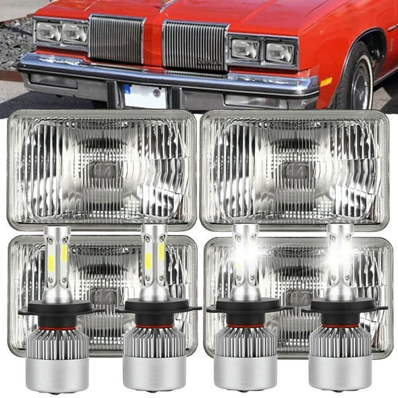 For 1980 - 1988 Oldsmobile Cutlass Supreme 4x6" Led Headlights Hi/Lo Beam 2pcs