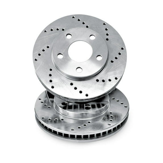For 1982-1985 Nissan 720 R1 Concepts Front Silver Zinc Cross Drilled Brake Rotors