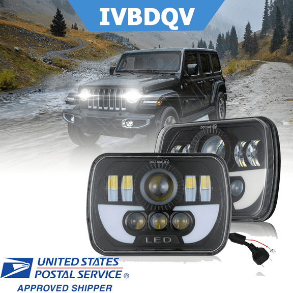 For 1986-1995 Jeep Wrangler YJ 5x7 7x6 95W LED Headlight Sealed High/Low Beam 2Pcs