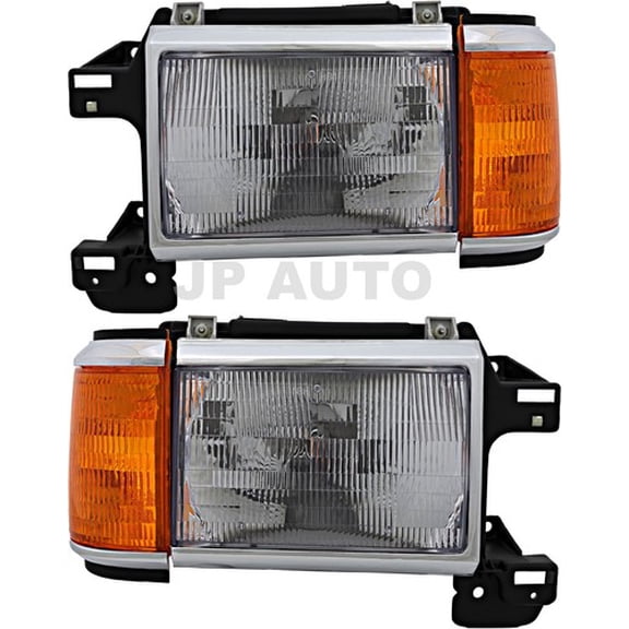 For 1987-1991 Ford F150 F250 F350 Bronco Headlight Halogen Set Pair