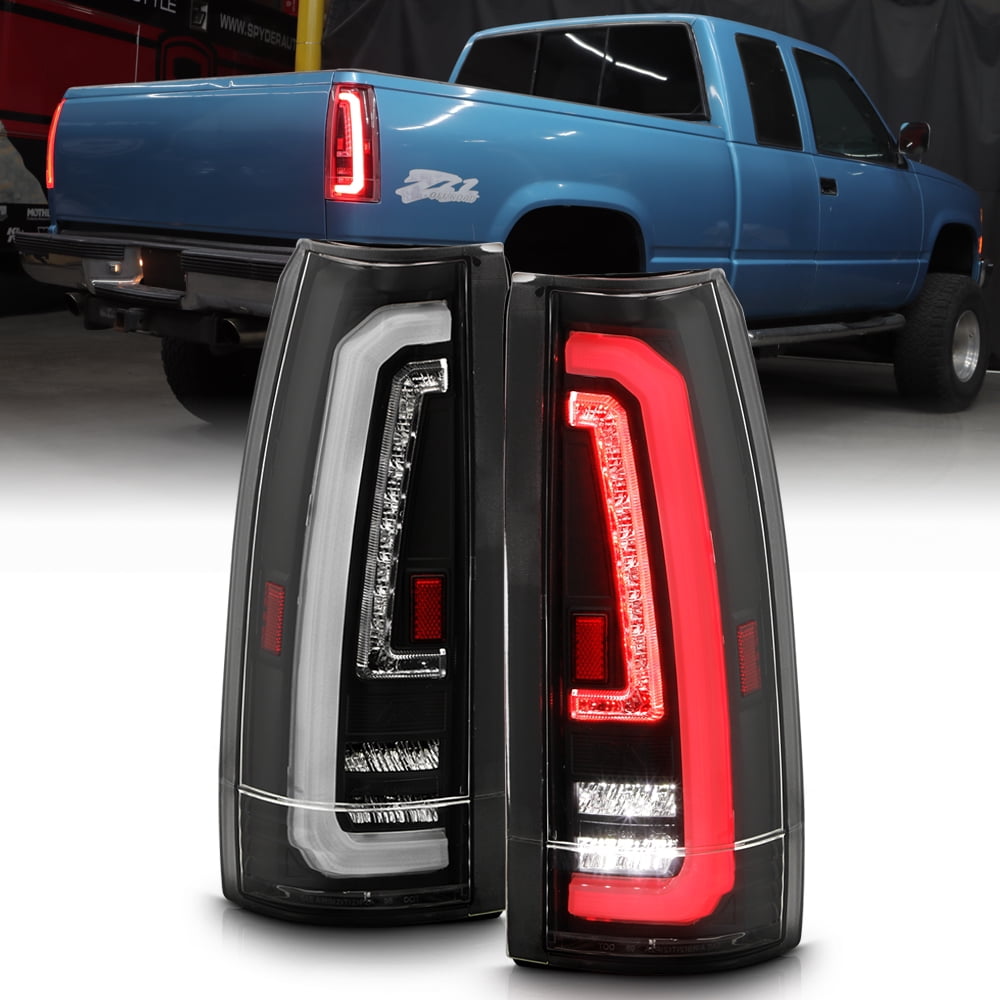 For 1988-1998 Chevy/GMC C10 C/K 1500 2500 3500 Black Full LED Tail Lights Lamps