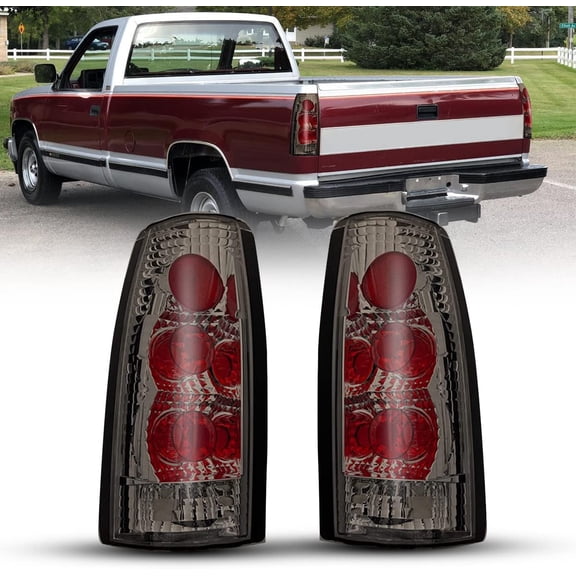 For 1988-1999 Chevy C/K 1500 2500 3500 Altezza Tail Lights Pair Chrome Housing/Smoke Lens