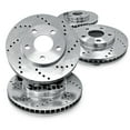 thumbnail image 1 of For 1989-1991 Peugeot 405 R1 Concepts Front Rear Silver Zinc Cross Drilled Brake Rotors, 1 of 7