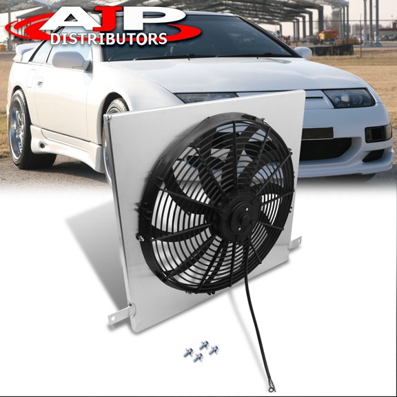 For 1990 1991 1992 1993 1994 1995 1996 Nissan 300ZX Z32 Turbo Manual MT Transmission Front Engine JDM Track Drift Aluminum Cooling Radiator Fan Shroud Set Kit