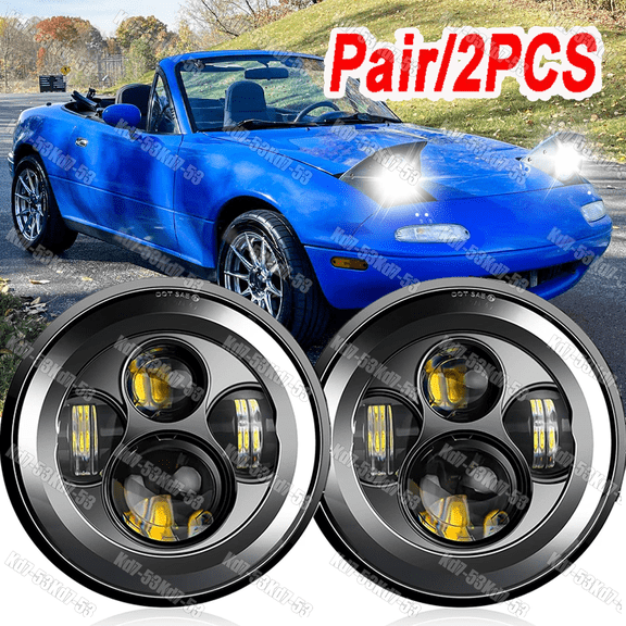 For 1990-1997 Mazda Miata MX5 MX-5 Round LED Halo Projector Headlights -Pair