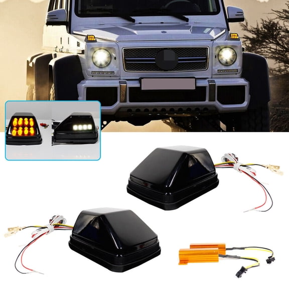 For 1990 - 2018 Mercedes W463 G-Class Smoke Front Fender Turn Signal Marker LED Light -
