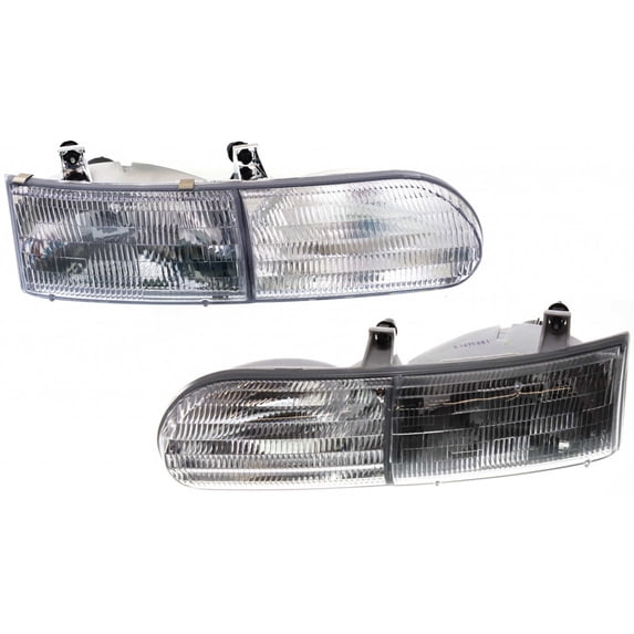 For 1992 1993 1994 1995 Ford Taurus Pair Headlights Driver and Passenger Side L/GL | Includes parkLamp FO2502117 FO2503111 | F2DZ-13008B F2DZ-13008A