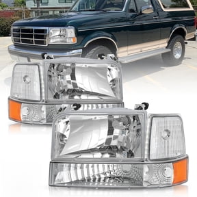 For 1992-1996 Ford F150 F250 F350 Bronco Headlights w/Corner Signal Lamps