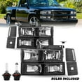 thumbnail image 1 of For 1994-1998 Chevy C10 C/K 1500 2500 3500 Black Headlights LH+RH Pairs w/ Bulbs, 1 of 8