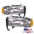 thumbnail image 2 of Chrome Headlights Pair For 1994-2002 Dodge Ram 1500, 2500, 3500 – Smoke Tinted Lens 2 of 5
