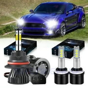 For 1994-2004 Ford Mustang LED Headlight Bulbs 4-side 9007 High Low Beam 880 Fog Lights 4x Bulbs Combo