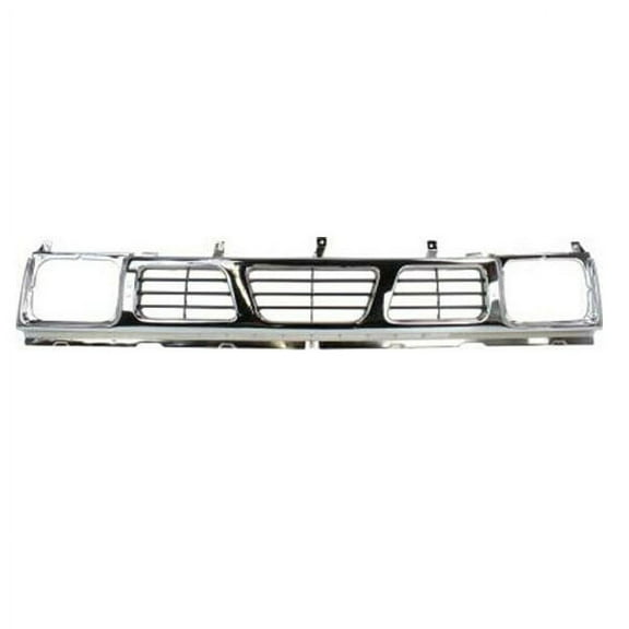 For 1995-1997 Pickup Front Center Grills Chrome Shell, Gray Insert Plastic PP