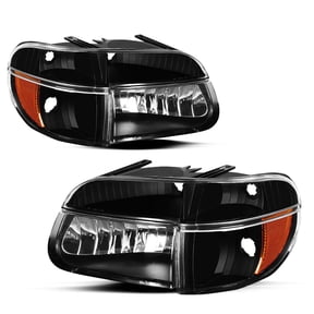 For 1995-2001 Ford Explorer/Mountaineer Black Amber Corner Headlights Pair L+R