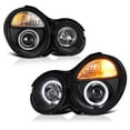 thumbnail image 1 of [For 1996-1999 Mercedes-Benz W210 E-Class Halogen Model] LED Halo Ring Black Housing Projector Headlight Headlamp Assembly, Driver & Passenger Side, 1 of 6