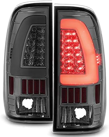 AmeriLite Dark Smoke Replacement LED Brake Turn Signal Tail Lights Pair For 97-03 Ford F150 / 99-07 F250 F350 - Driver and Passenger Set