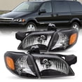 thumbnail image 1 of For 1997-2005 Pontiac Montana Chevy Venture Black Headlights Assembly L+R Pairs, 1 of 7