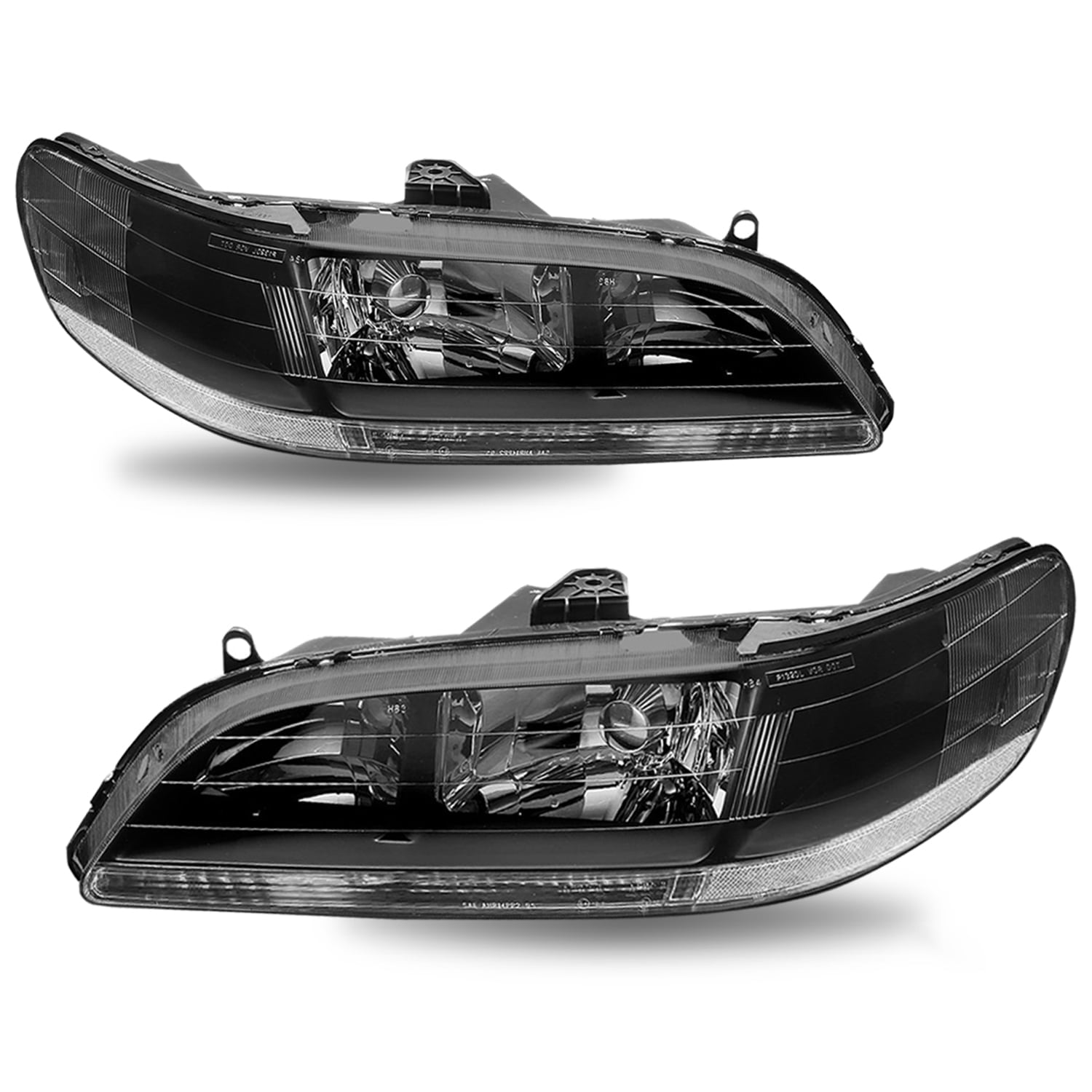 For 1998-2002 Honda Accord Black Housing Clear Corner Headlights Assembly Pair