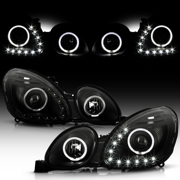 For 1998-2005 Lexus GS300 GS400 GS430 LED DRL Halo Black Projector Headlights