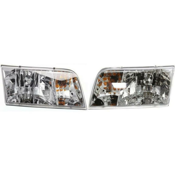 For 1998-2011 Ford Crown Victoria Pair Headlights Driver and Passenger Side FO2502200 FO2503200 Replaces 4W7Z 13008A 4W7Z 13008B