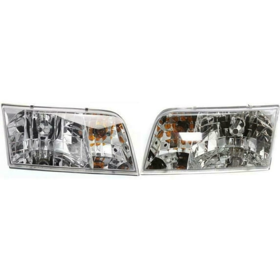 For 1998-2011 Ford Crown Victoria Pair Headlights Driver and Passenger Side FO2502200 FO2503200 Replaces 4W7Z13008A 4W7Z13008B